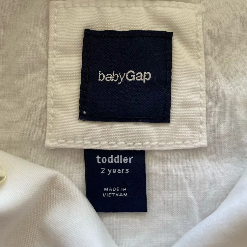 Gap Jacket White Flared Hooded Cotton Pea Coat Toddler Size 2 Year